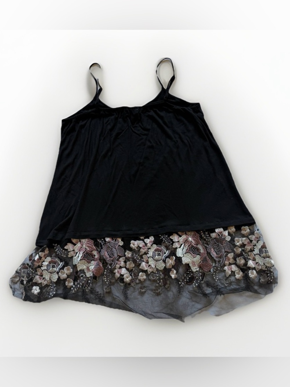 Floral Embroidered Rhinestone Tulle Cami Tank Top Whimsigoth Y2K Festival Boho - Picture 7 of 10